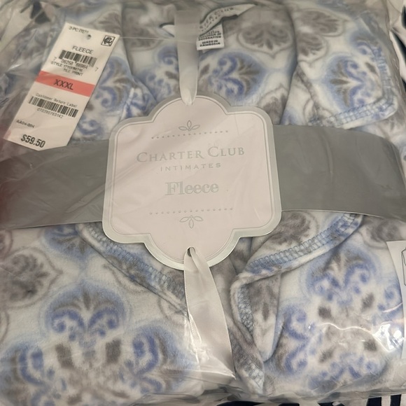 Charter Club Intimates Womens Plus Size Fleece Long Sleeve Pajama Set Tile Print - Picture 4 of 4